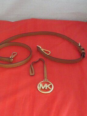 Michael Kors Adjustable Shoulder Strap And MK Handbag Charm - Acorn / Gold #3348
